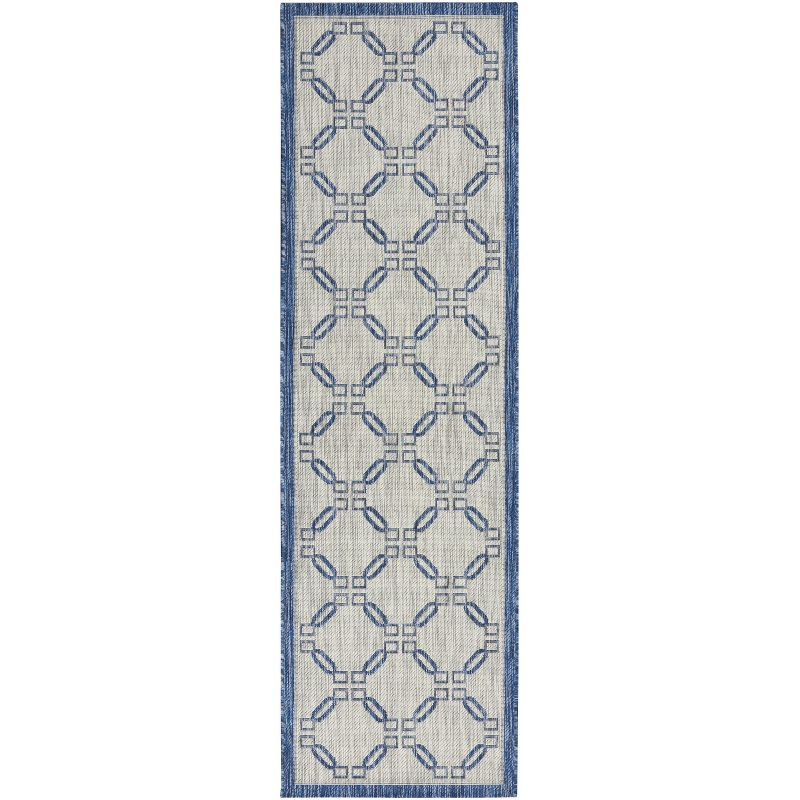 Nourison Garden Party GRD02 Indoor/outdoor Area Rug - Ivory Blue 2'2" x 7'6"