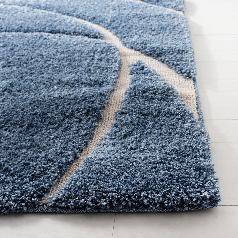 Florida Shag SG471 Power Loomed Indoor Area Rug - Light Blue/Cream - 6'7"x6'7" - Safavieh