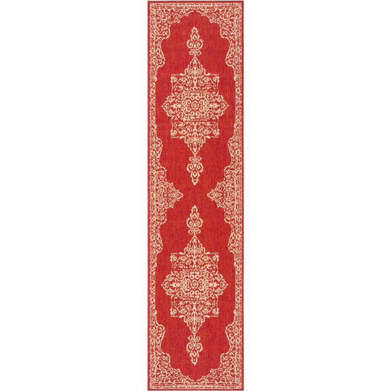Beach House BHS180 POWER LOOMED Indoor/Outdoor Runner Rug - Red/Creme - 2'2"x6' - Safavieh
