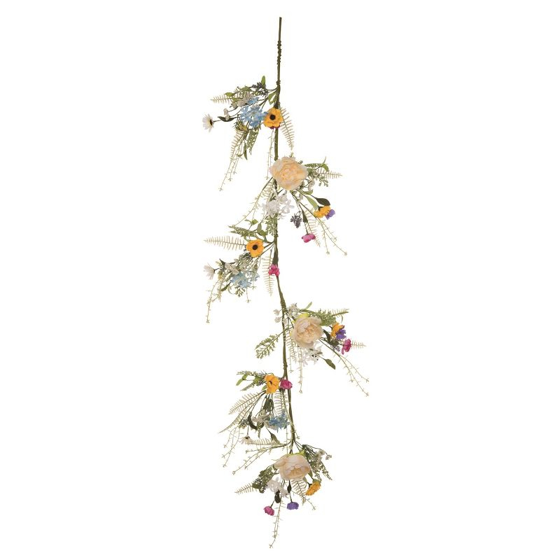 Transpac Synthetic Fabric 60 in. Multicolor Spring Enchanted Wildflower Garland