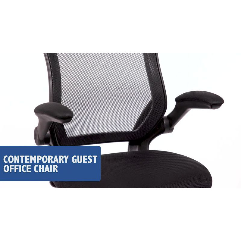 Flash Furniture Black Mesh Sled Base Side Reception Chair with Flip-Up Arms