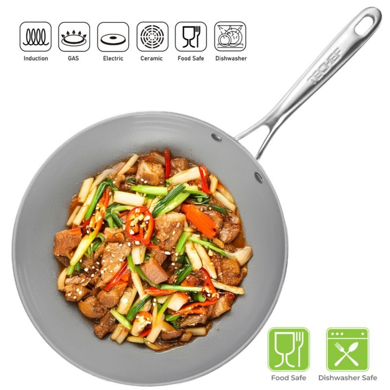 TECHEF CeraTerra - 12" Ceramic Nonstick  Flat Bottom Wok/Stir-Fry Pan