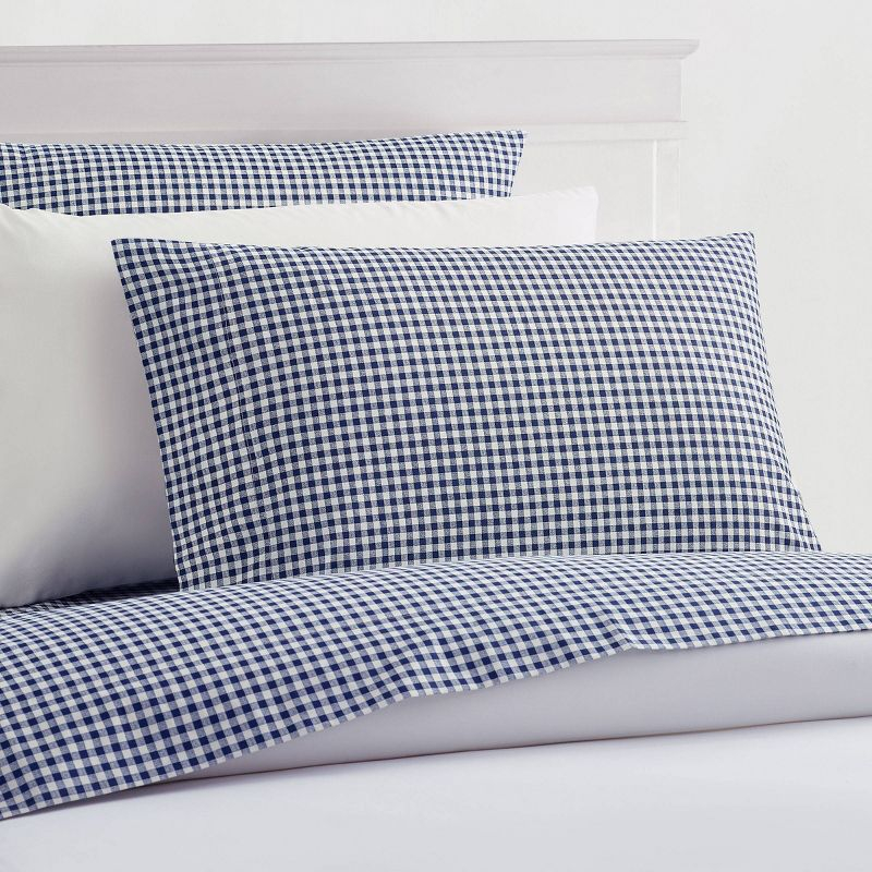 Laurel & Mayfair King Gingham Print Sheet Set Navy