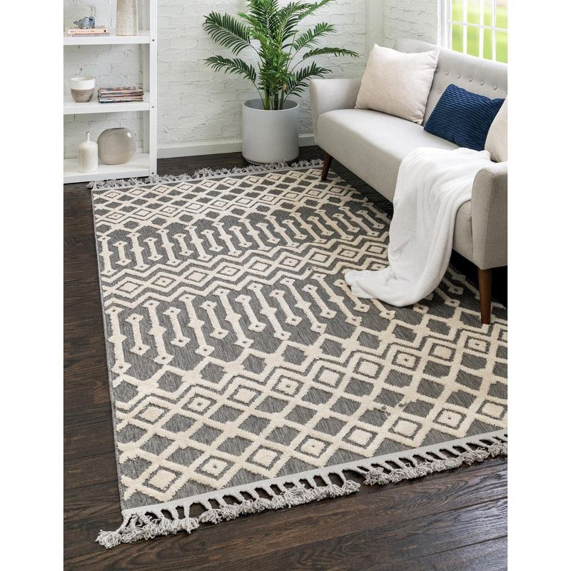Unique Loom Arlo Collection Area Rug - Lenny (9'  x 12' Rectangle Charcoal/Ivory)