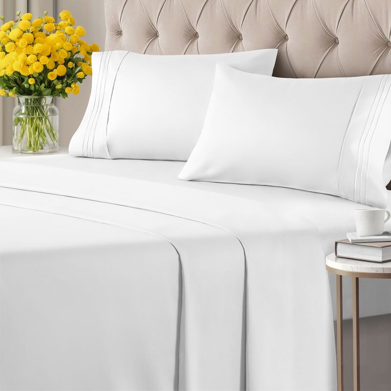 CGK Linens 4 Piece Microfiber Sheet Set in White, Size Twin