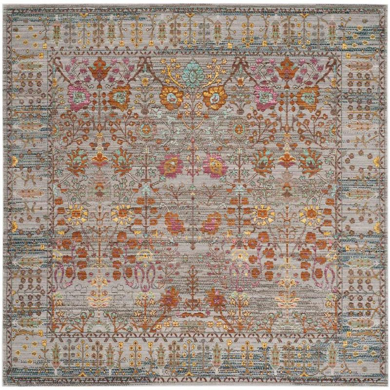 Valencia VAL108 Power Loomed Indoor Area Rug - Grey/Multi - 6'7"x6'7" - Safavieh