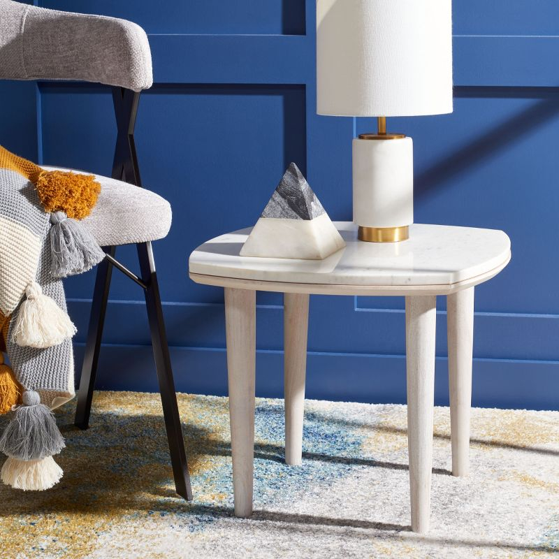 Lara Marble Side Table - ACC9000B - White Washed/White - Safavieh