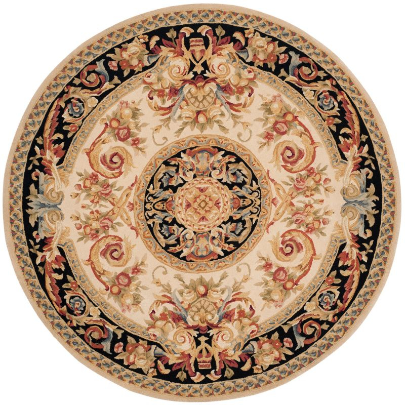 Savonnerie SAV206 Hand Tufted Area Rug - Ivory/Gold - 6' Round - Safavieh.