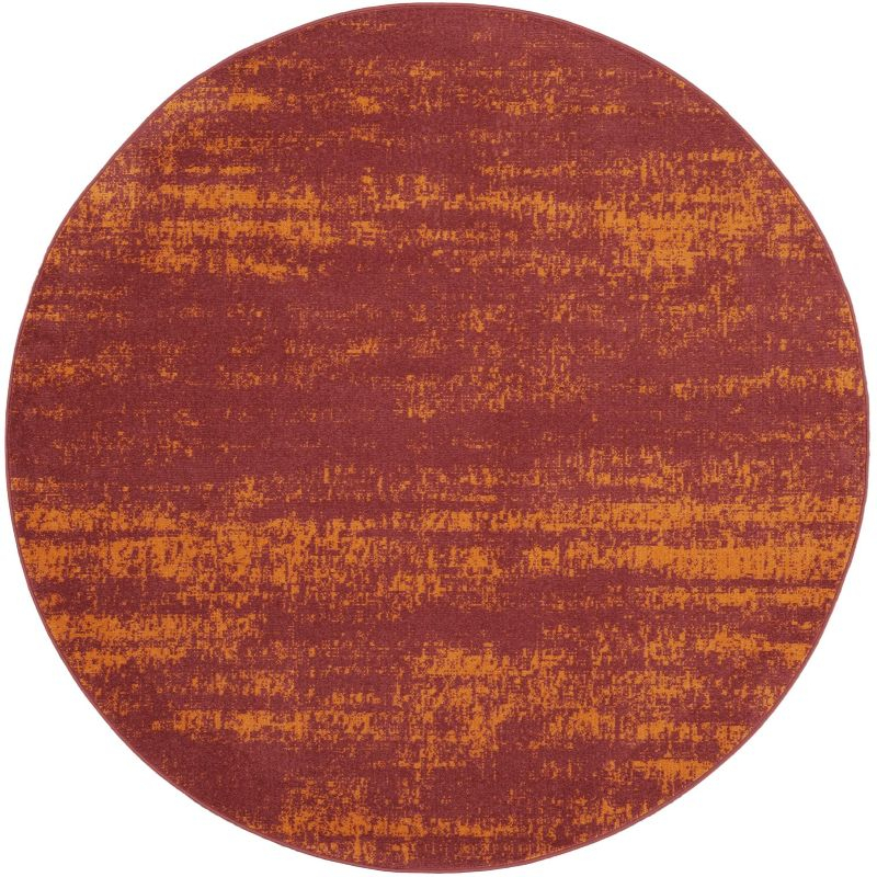 Nourison Essentials 4' x round Red Modern Indoor/Outdoor Rug