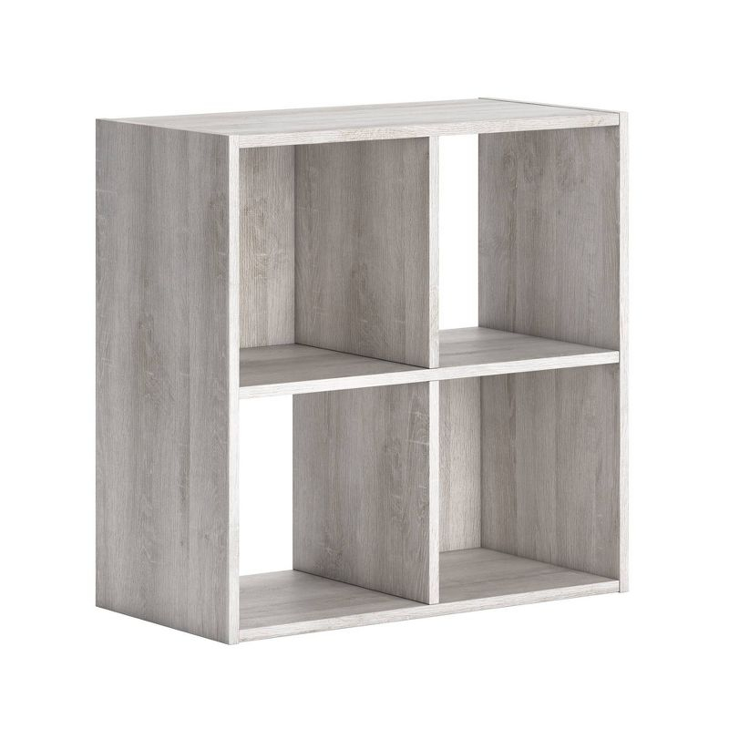 Signature Design by Ashley 23.82" Paxberry 4 Cube Organizer Whitewash: Modern Laminated Bookshelf, Storage Display