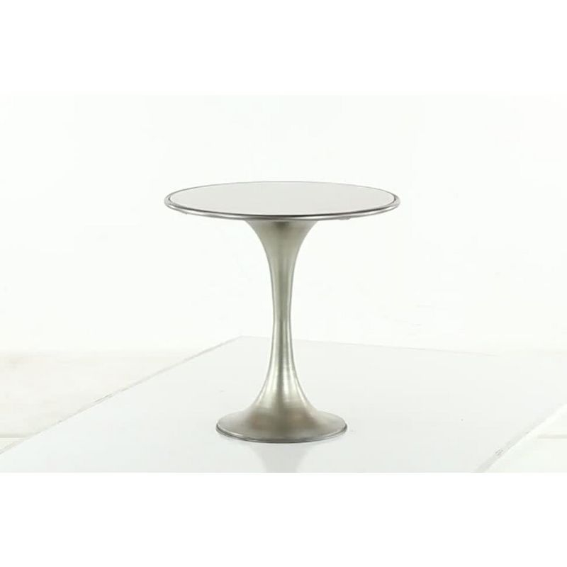 Industrial Marble Accent Table Silver - Olivia & May: Pedestal, No Assembly Required