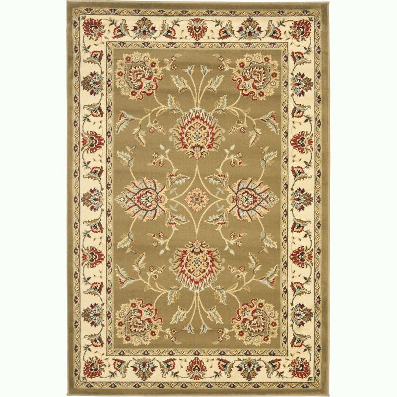 Lyndhurst LNH555 Power Loomed Area Rug - Green/Ivory - 4'x6' - Safavieh