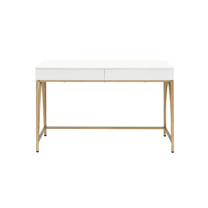 50" Lightmane Vanity Table White High Gloss and Gold Finish - Acme Furniture