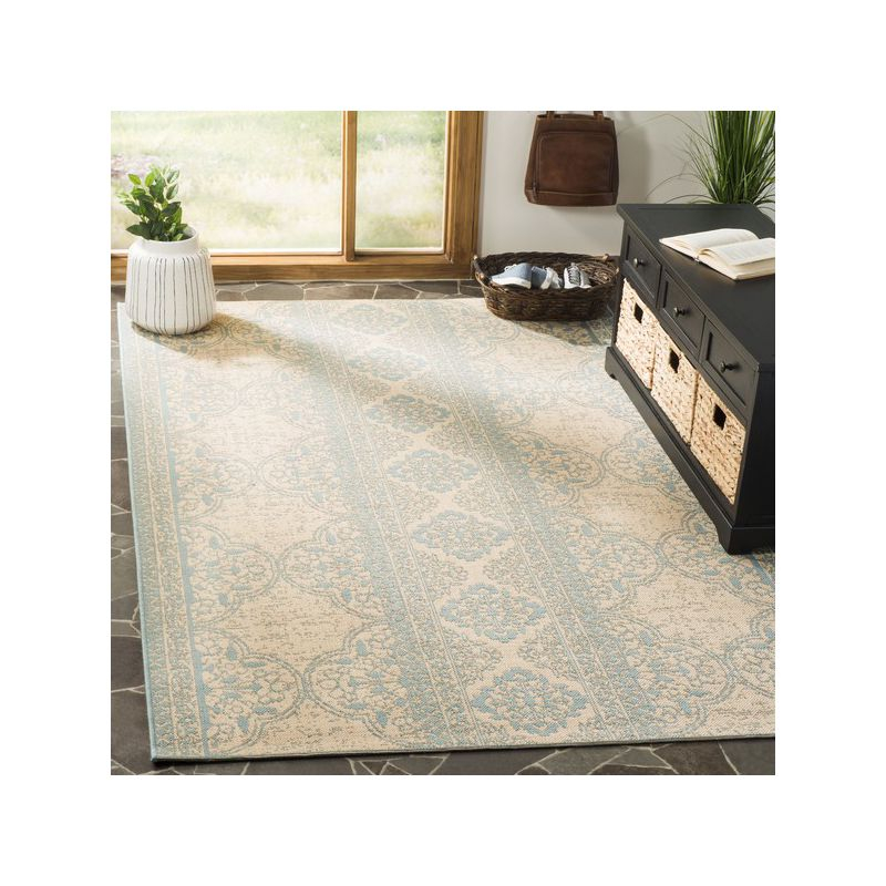 Linden LND174 Power Loomed Area Rug - Aqua/Cream - 8'x10' - Safavieh