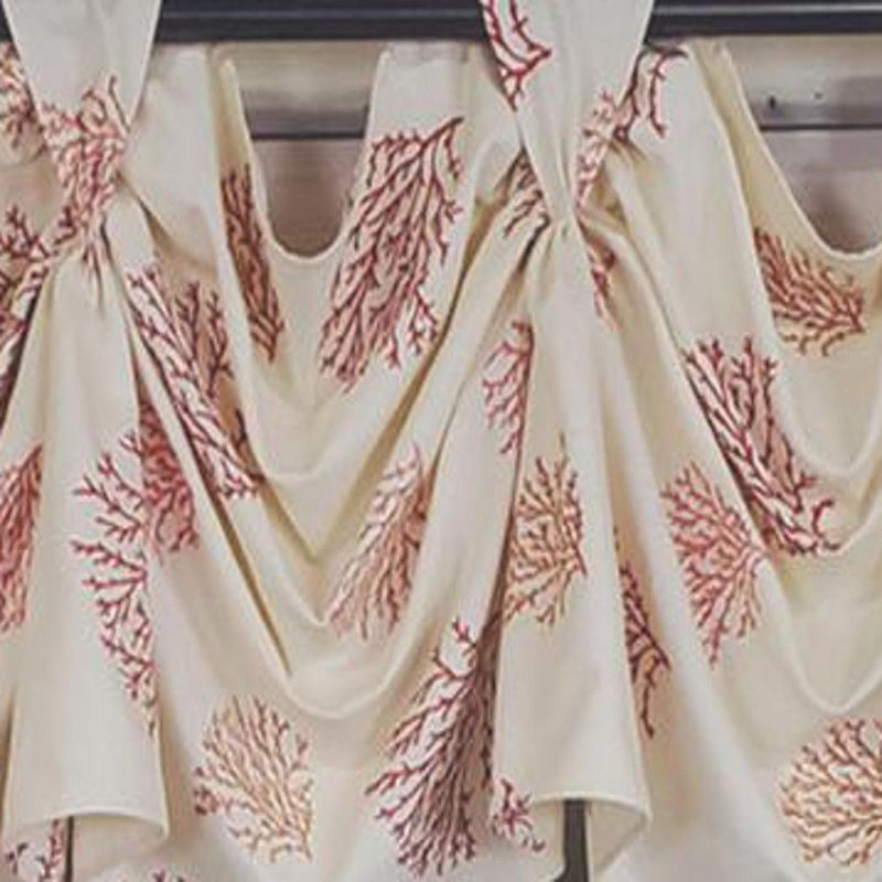 RLF Home Luxurious Modern Design Classic Deep-Sea Victory Swag 3-Scoop Window Valance 50" x 25" Coral