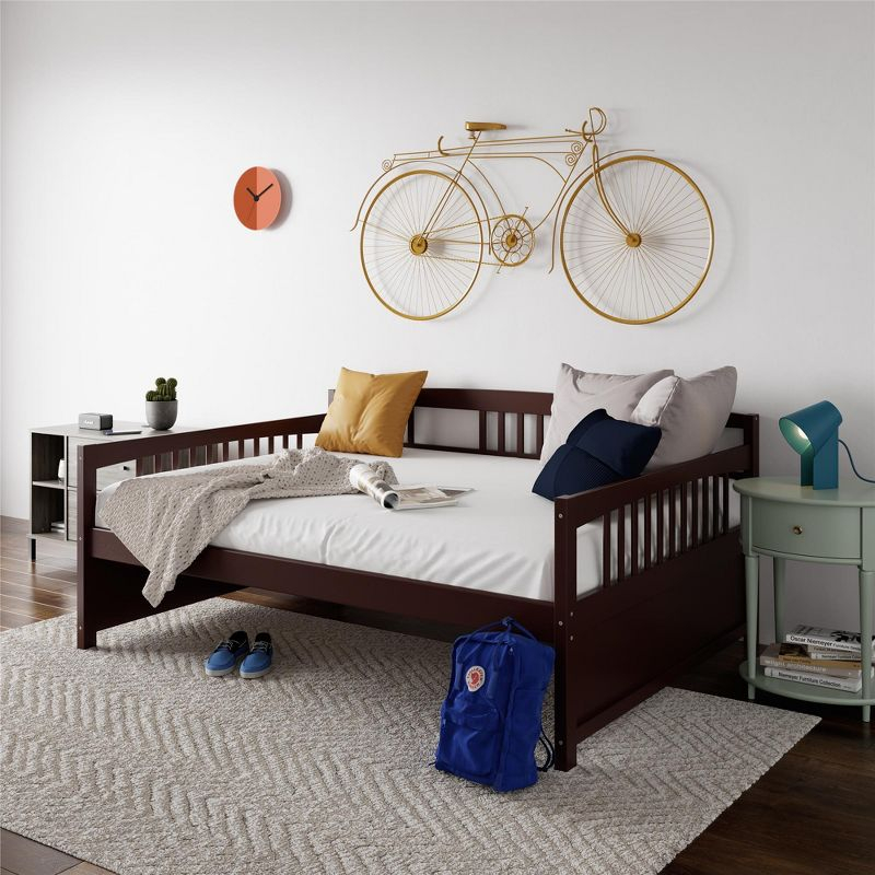 DHP Morgan Wood Daybed, Full Size Frame with Slats, Espresso