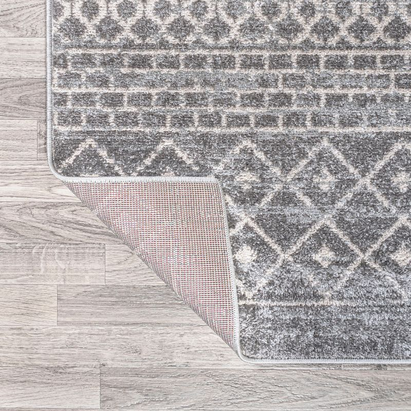 2' x 8' Arta Moroccan Modern Geometric Rug Runner Rug, Gray/Cream - JONATHAN Y