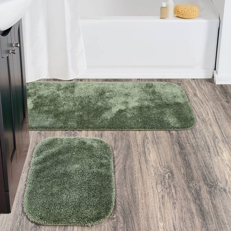 2pc Traditional Nylon Washable Bathroom Rug Set Deep Fern - Garland Rug: Latex Backed, Tufted, Machine Made Bath Mats Set