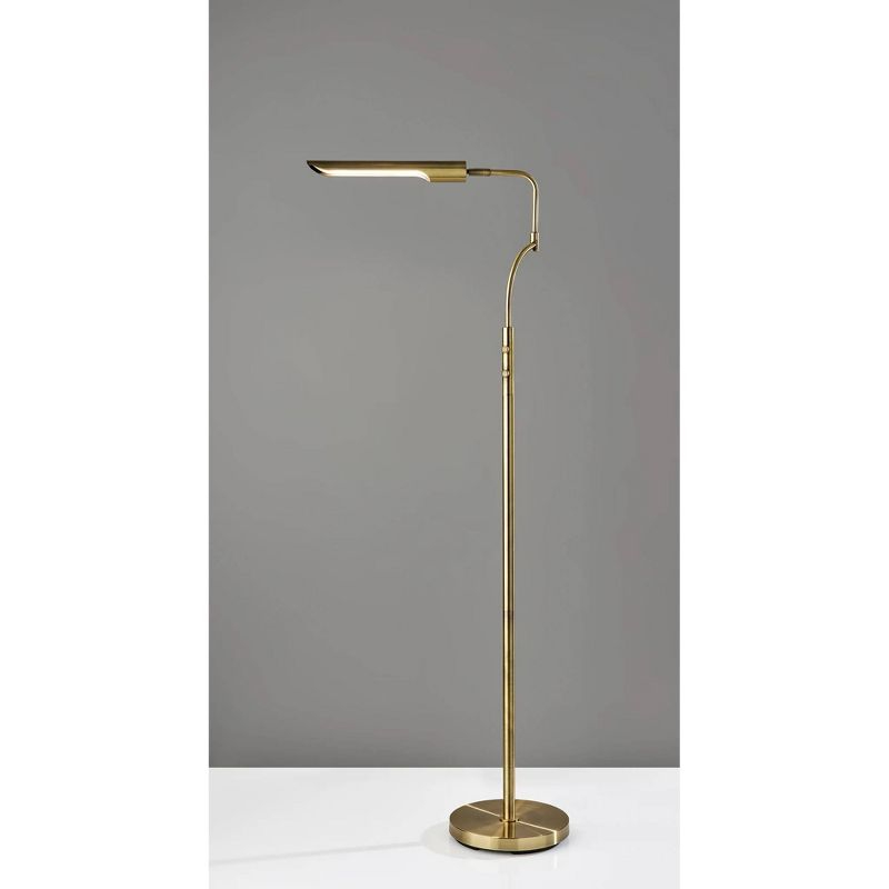 Adesso Zane Floor Lamp (Includes LED Light Bulb) with Smart Switch Antique Brass: ETL Listed, Adjustable Shade, Energy-Efficient