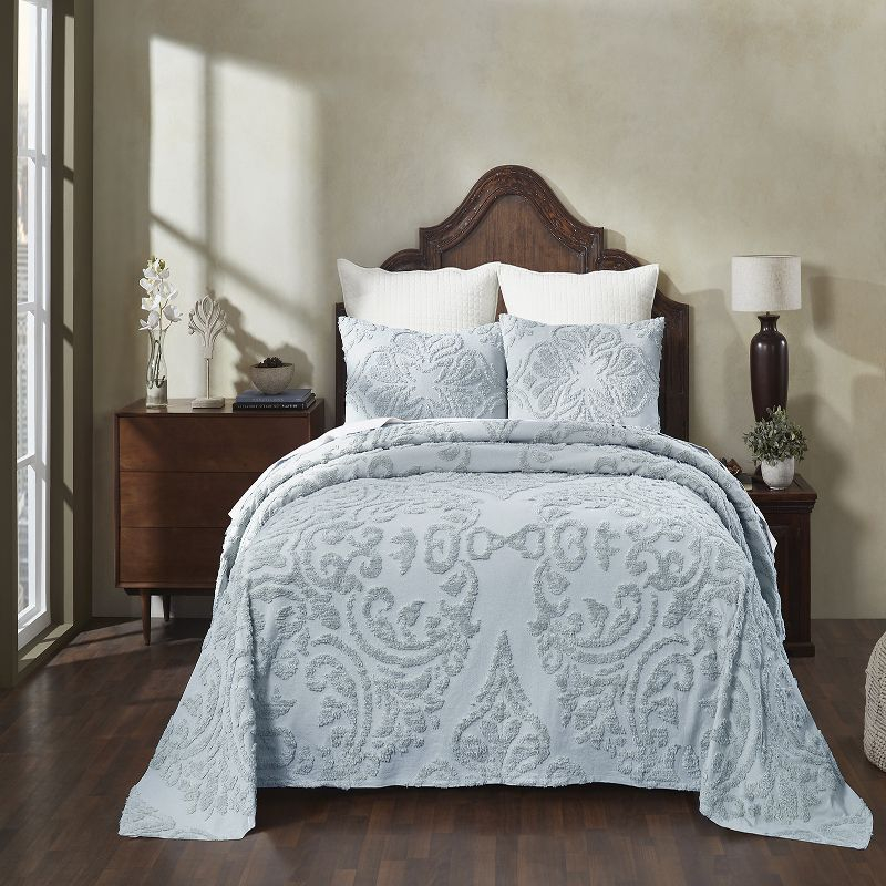 Better Trends Rylee Collection Blue Cotton Tufted Bedspread Set
