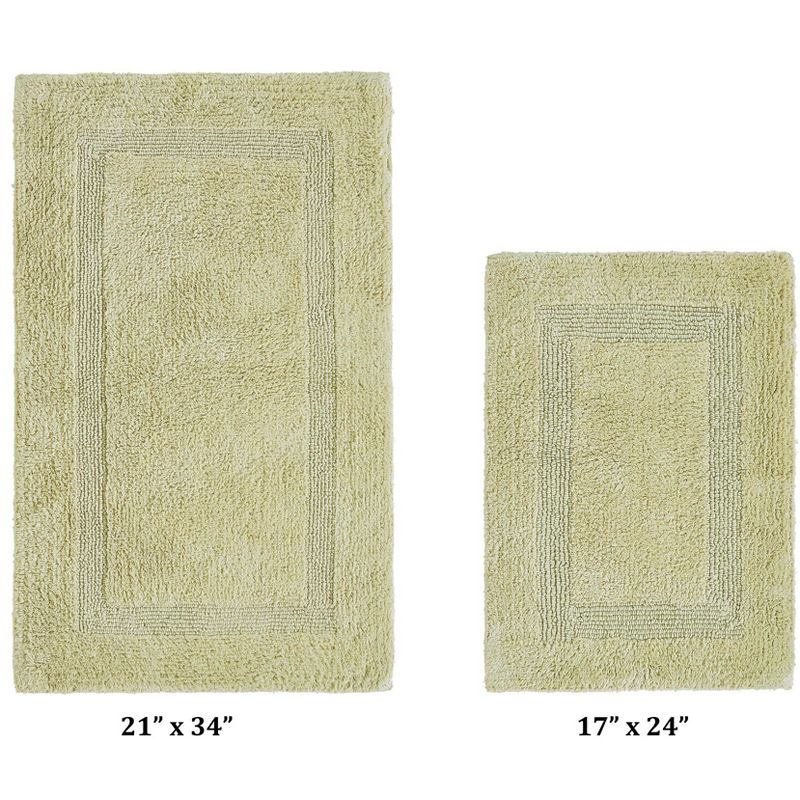 Better Trends Lux 100% Cotton Tufted Solid Reversible Bath Rug Set 2 PC (17" x 24" | 21" x 34") - Sage