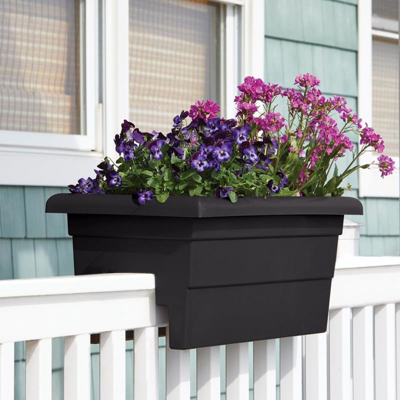 Novelty Countryside Weather Resistant Rail Planter, Black, 24"
