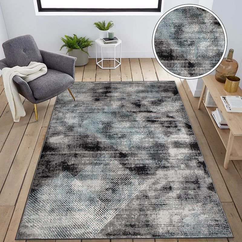 World Rug Gallery Contemporary Distressed Geometric Area Rug