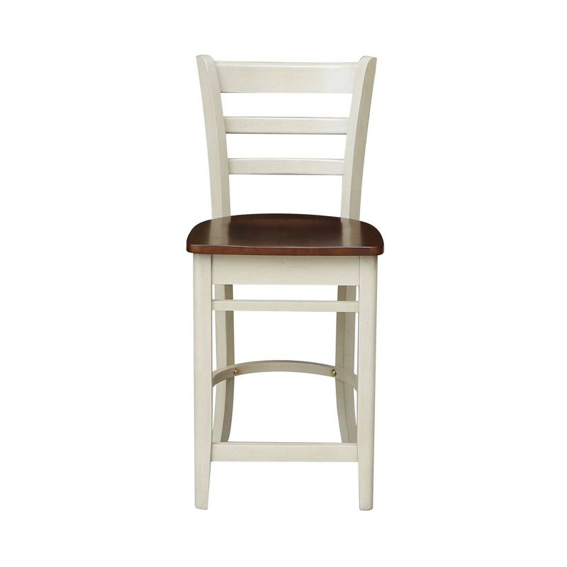 International Concepts 24" Emily Counter Height Barstool Antiqued Almond/Espresso: Hardwood Frame, Ladder-Back Design