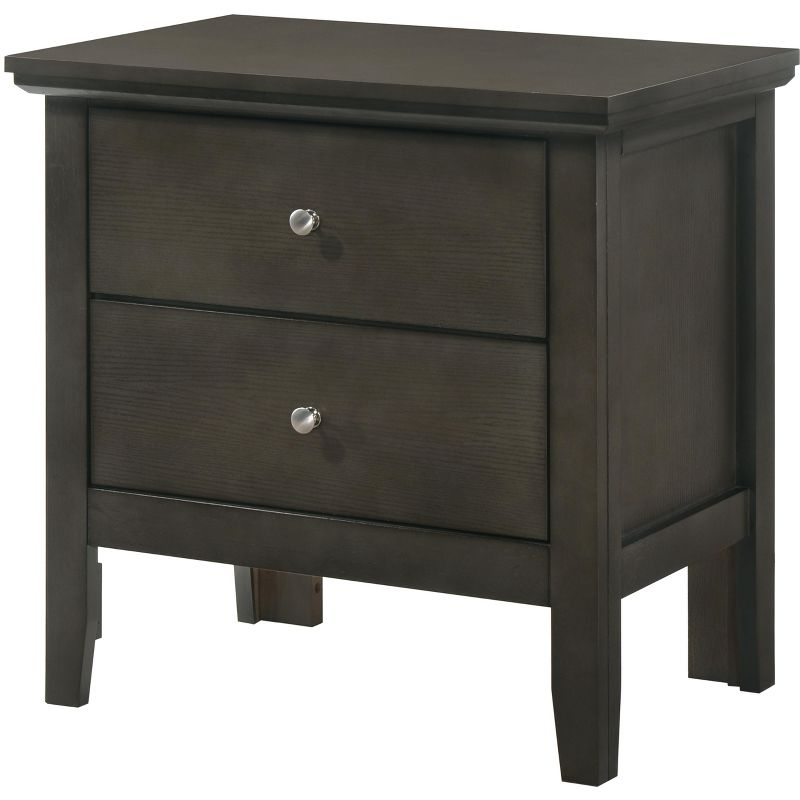 Passion Furniture Primo 2-Drawer Gray Nightstand (24 in. H x 19 in. W x 15.5 in. D)