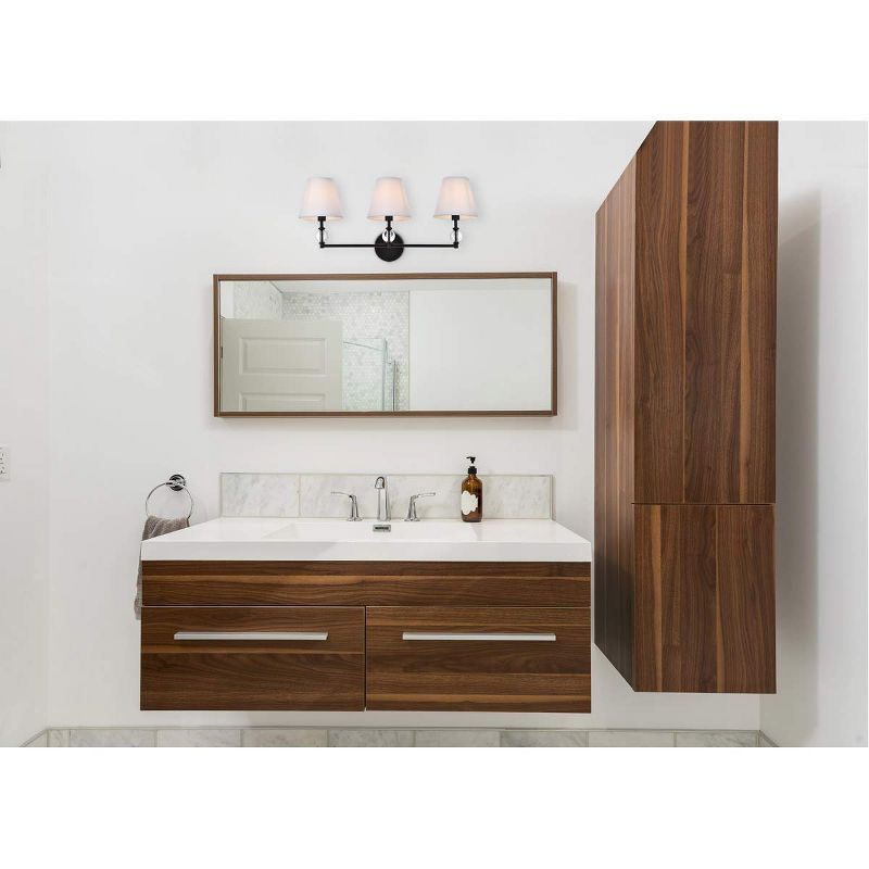Elegant Lighting Bethany 3 lights bath sconce in black with white fabric shade