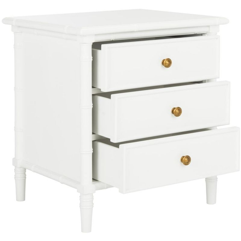 Mina 3 Drawer Nightstand - NST3500 - White/Gold - Safavieh