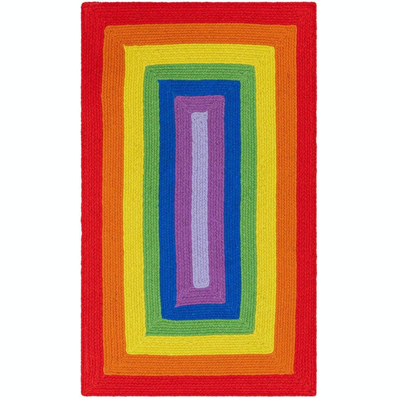 Unique Loom Hand Braided Rainbow Wool Collection Area Rug (3' 1" x 5' 1" Rectangle Multi/Blue)