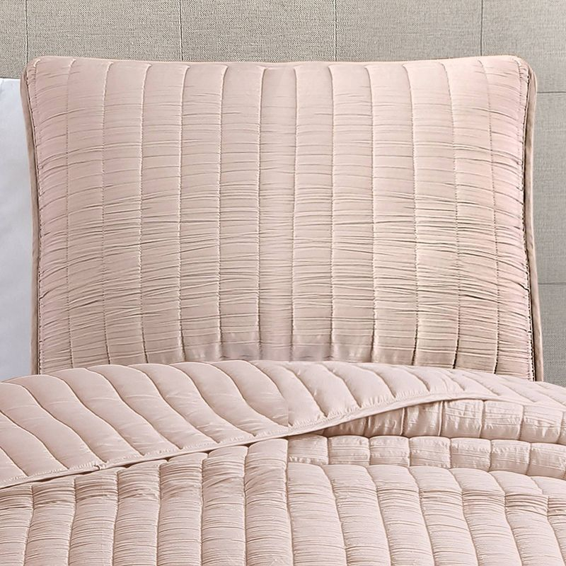 Riverbrook Home 2pc Twin Moonstone Quilt Bedding Set Light Pink: Microfiber, Includes Sham, Machine Washable