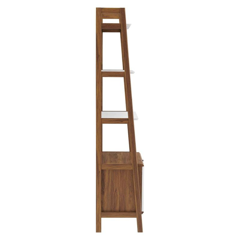 71" Bixby Bookshelf Display Walnut/White - Modway: Modern Vertical Storage, 4 Shelves, Metal Hardware