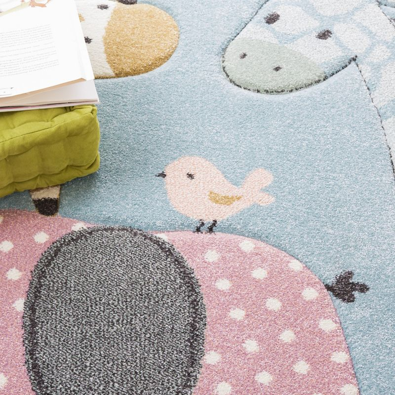 Carousel Kids  CRK120 Loomed Indoor Area Rug - Blue - 5'3"x5'3" - Safavieh