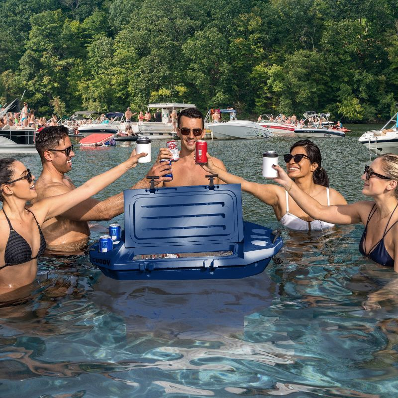 Cuddy Floating Cooler and Dry Storage Vessel - 40QT - Amphibious Hard Shell Design, Navy