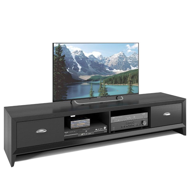 CorLiving Lakewood Extra Wide TV Stand for TVs up to 80" Black : Modern Entertainment Center with Storage