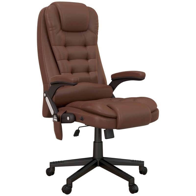 HOMCOM High-Back Massage Office Chair, Heated Reclining Computer Chair with Remote, Brown