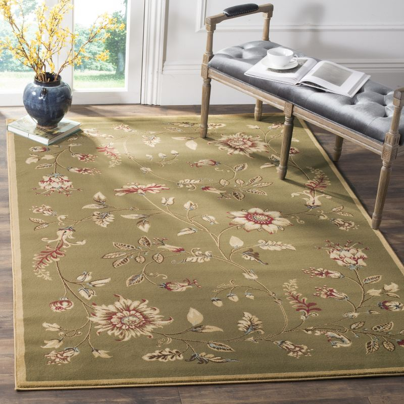 Lyndhurst LNH552 Power Loomed Area Rug - Green/Multi - 6'7"x9'6" - Safavieh