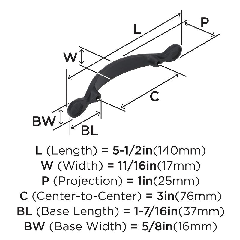 Amerock Inspirations 3 inch (76mm) Center-to-Center Oil-Rubbed Bronze Cabinet Pull