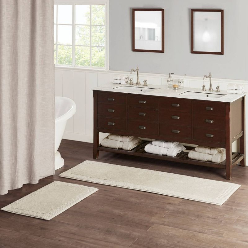 Madison Park 24"x72" Splendor Cotton Tufted Reversible Bath Rug Tan: Machine Washable, OEKO-TEX Certified