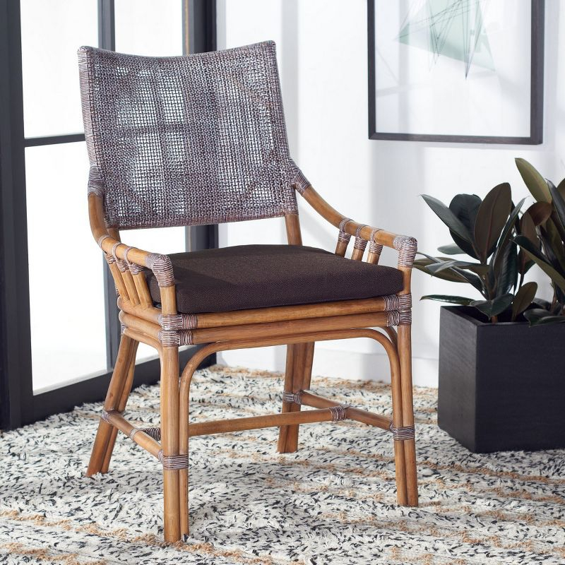 Donatella Rattan Chair - Brown White Wash/Dark Brown - Safavieh