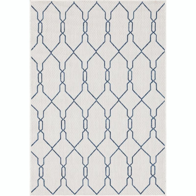 Unique Loom 4' 1 x 6' 1 Rectangle Indoor/Outdoor Trellis Ivory Area Rug