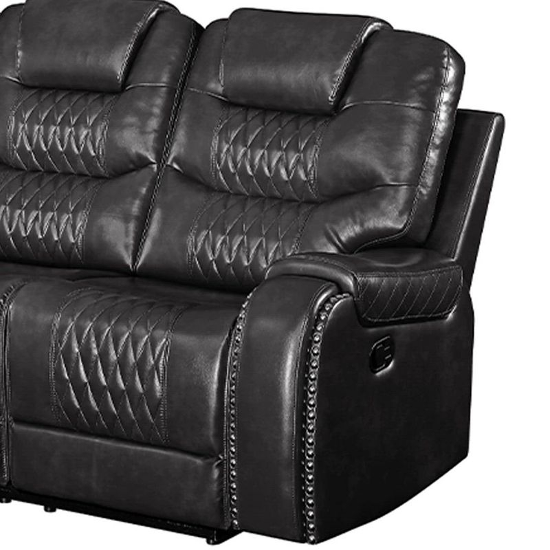 90" Braylon Sofa Magnetite PU - Acme Furniture: Reclining, Plush Cushioning, Includes 1 Pillow