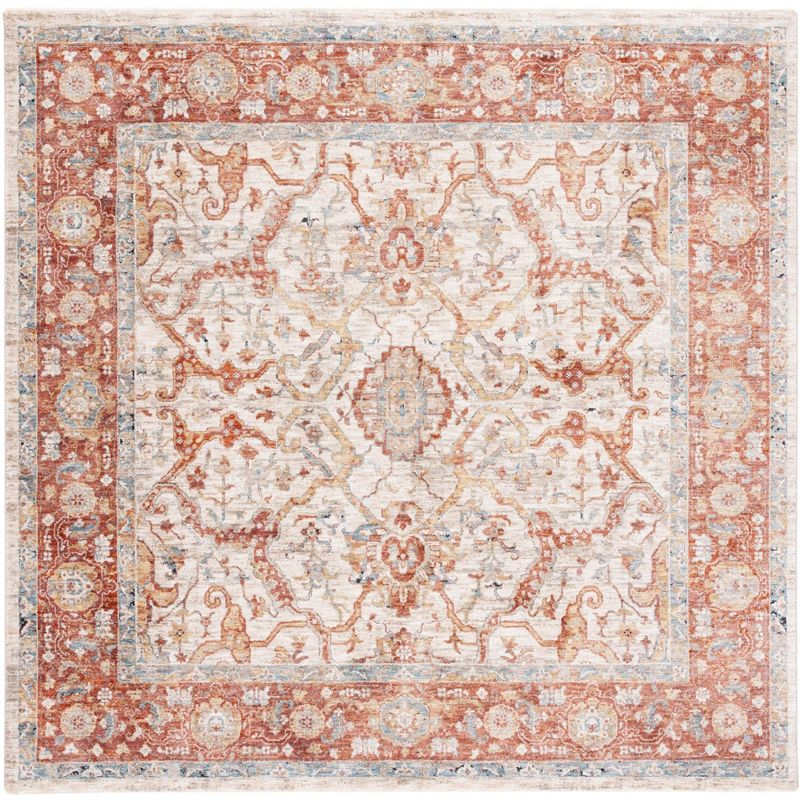 Valencia VAL566 Power Loomed Area Rug - Ivory/Rust - 6'4"x6'4"Square - Safavieh.