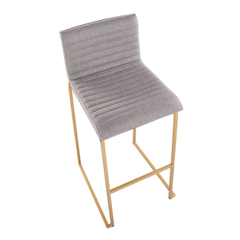 LumiSource Set of 2 Mason Mara Barstools Gold/Walnut/Gray: Upholstered, Fixed Height, Metal Frame