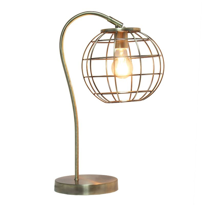 Metal Arched Cage Table Lamp Antique Brass - Lalia Home: No Assembly, UL Listed, Adjustable Neck