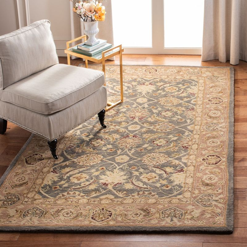 Anatolia AN549 Hand Tufted Indoor Area Rug - Teal Blue/Taupe - 6'x9' - Safavieh