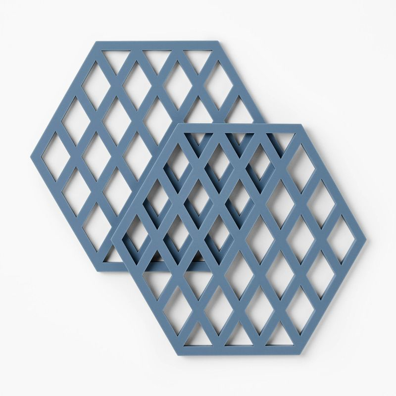 Silicone Trivet Blue - Figmint™: Heat-Resistant Silicone, Dishwasher-Safe, 8" Square for Hot Dishes