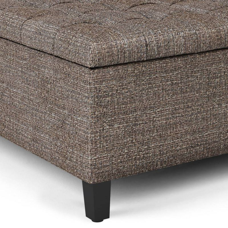 36" Elliot Coffee Table Storage Ottoman Faux Leather Mink Brown - WyndenHall: Tufted, Lift Top Bench